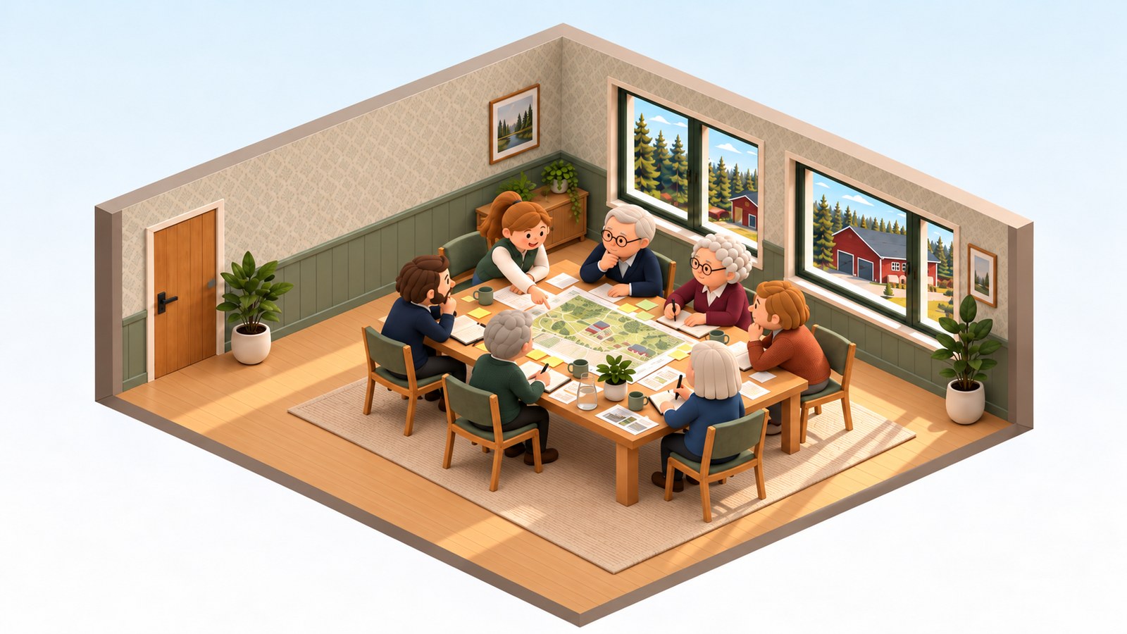 A family talks in a Swedish living room